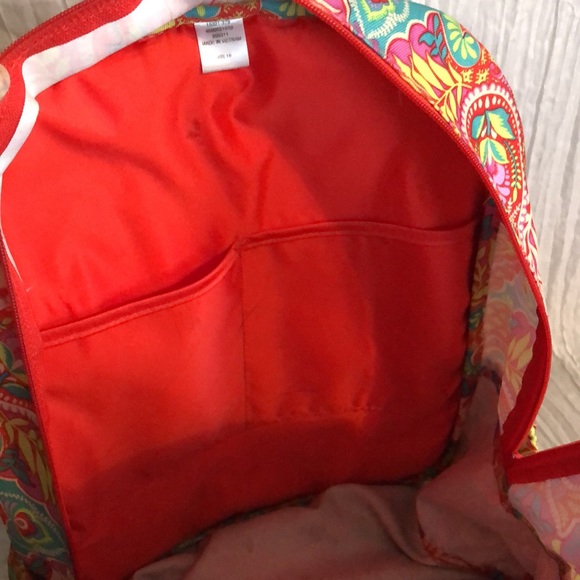 VERA BRADLEY Iconic Campus Floating Garden SZ XL triple zip canvas tropical - Picture 10 of 16